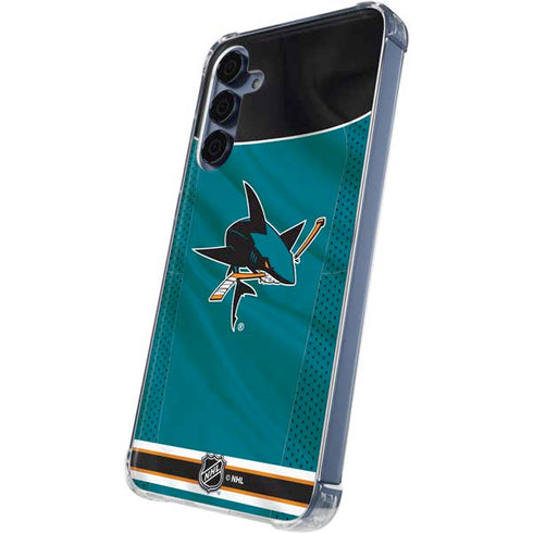NHL San Jose Sharks Home Jersey Galaxy A35 5G Clear Case